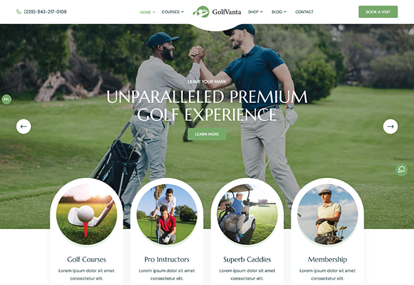 Golfvanta – Golf Club & Sports Website