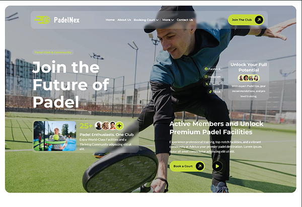 PadelNex – موقع نادي البادل وحجز الملاعب